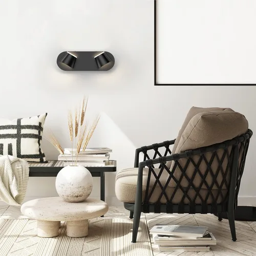 Miniatura 5 de URSOLA Luz de Tocador de Baño de 2 Luces, Accesorios de Iluminación de Pared LED Negros, Orientables Arriba y Abajo, Regulables, Accesorios