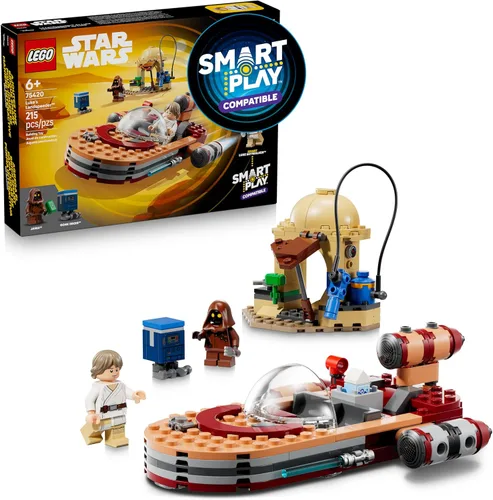 LEGO Star Wars SMART Play: Luke's Landspeeder - Juguete de construcción para juego de acción - Set compatible con una etiqueta SMART y 2 minifiguras