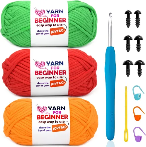 Miniatura 34 de Paquete de 3 hilos de ganchillo de mezcla de algodón y nailon - azul, gris, verde - 3x50g - puntadas fáciles de ver - kit de ganchillo y tejido
