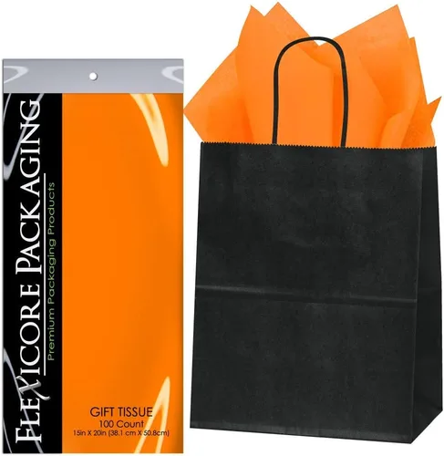 Miniatura 14 de Flexicore Packaging® Bolsas de regalo de papel kraft negro de 8 x 4.75 x 10.25 pulgadas + papel de seda de regalo (azul rey, 5 bolsas)