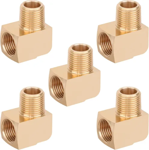 Miniatura 13 de 2 unids 1/8 "accesorios de latón de 90 grados Barstock Street Elbow 1/8 "NPT macho tubo a 1/8 "NPT hembra codo de tubo forjado accesorios de tubería