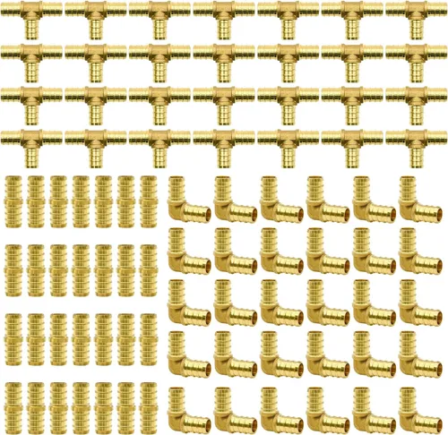 Miniatura 11 de 15 piezas de accesorios PEX de 1/2 pulgada, juego de acoplamientos rectos de codo TEE, combinación de accesorios de PEX de latón con Tees, codos