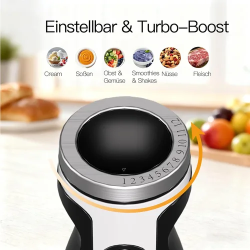 Miniatura 3 de MegaWise Blender - Batidora de mano eléctrica de acero inoxidable de 12 velocidades, batidora de mano de inmersión 5 en 1, batidora de mano