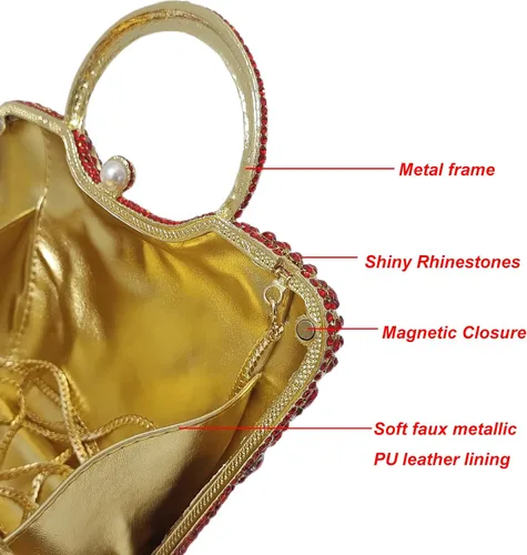 Miniatura 4 de HUANG ZHUANG Elegante cesta de cristal embrague mujeres Rhinestone bolso de noche boda fiesta formal banquete monederos bolso