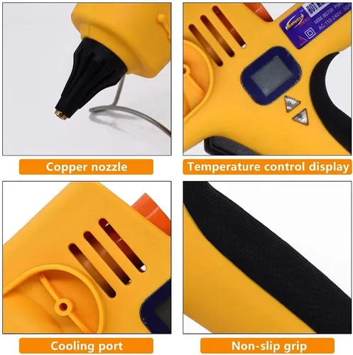 Miniatura 6 de Pistola de pegamento caliente profesional de tamaño completo de 500 vatios de alta temperatura, industrial, resistente, pistola de pegamento