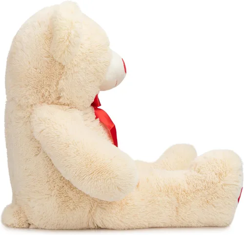 Miniatura 7 de HollyHOME Oso de Peluche Grande Animal de Peluche Oso Grande de Felpa con Corazón Rojo para Novia y Niños Juguete de Regalo de Vacaciones 36 Beige