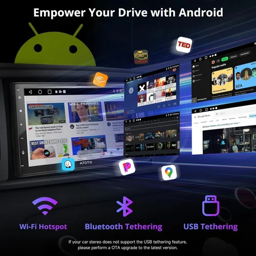 Miniatura 3 de ATOTO A5L - Estéreo de coche doble DIN Android de 7 pulgadas, radio de coche con Wi-Fi/Bluetooth/USB, CarPlay inalámbrico y Android Auto