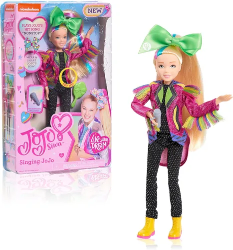 Muñeca cantante JoJo Siwa de 10 pulgadas, canta la canción de éxito titulada "Non-Stop", chaqueta rosa con flecos arcoíris, juguetes para niños de 6