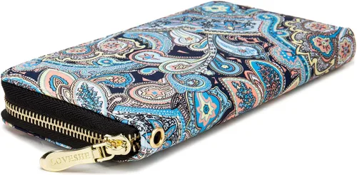 Miniatura 174 de Cartera de mano para mujer, estilo bohemio, con RFID, elegante, espaciosa con correa para viajes, capacidad para tarjetas, teléfono, dinero