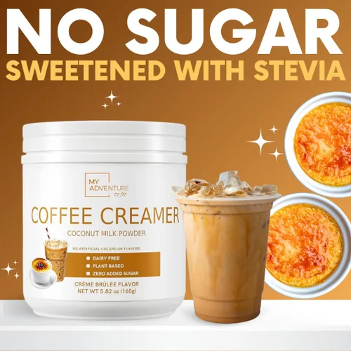 Miniatura 8 de Crema de café en polvo sin lácteos, crema en polvo sin azúcar para café caliente o helado, crema keto para mujeres y hombres, crema de coco baja
