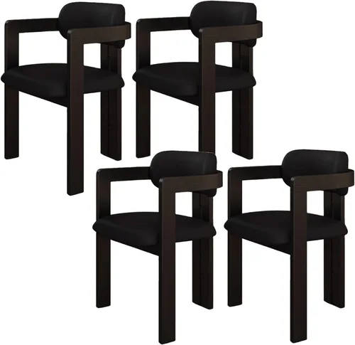 Miniatura 20 de Juego de sillas de comedor de madera, sillas de comedor modernas, silla de cocina tapizada, silla auxiliar de granja con brazos, para sala de estar