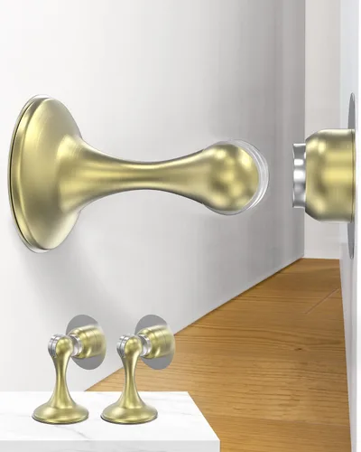 Miniatura 21 de Topes magnéticos para puerta, paquete de 4, topes de puerta de acero inoxidable para montaje en pared y piso, soporte de puerta mantiene la puerta