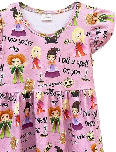 Miniatura 4 de Vestido de calabaza de Halloween para niñas, vestido de perlas, vestido de manga con vuelo, vestido de Halloween para bebés y niños pequeños