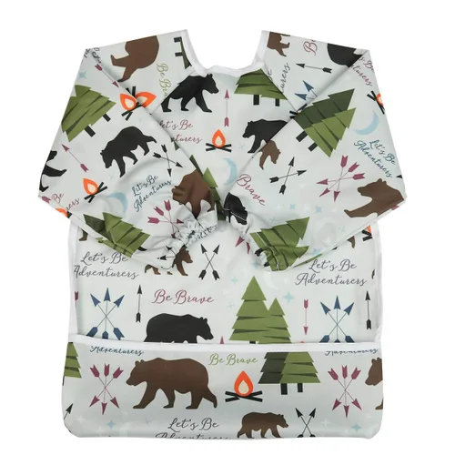Miniatura 29 de Babero de bebé manga camisa con bolsillo 1-3 años pintura para niñas (Flamingo Cactus)