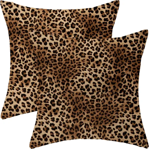 Miniatura 62 de Fundas de Almohada con Estampado de Antílope 16x16 Pulgadas Paquete de 2, Fundas de Almohada Decorativas con Estampado de Piel de Animal Marrón
