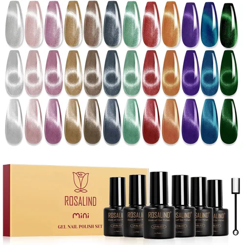Miniatura 11 de ROSALIND - Juego de esmaltes de uñas en gel, 12 colores, blanco, nude, marrón, esmalte de uñas semipermanente, juego de esmaltes de uñas en gel