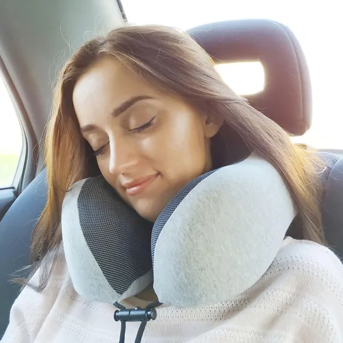 Miniatura 6 de napfun Almohada para el cuello para viajar, almohada para el cuello de viaje mejorada para avión, espuma de memoria 100% pura, almohada de viaje Kit