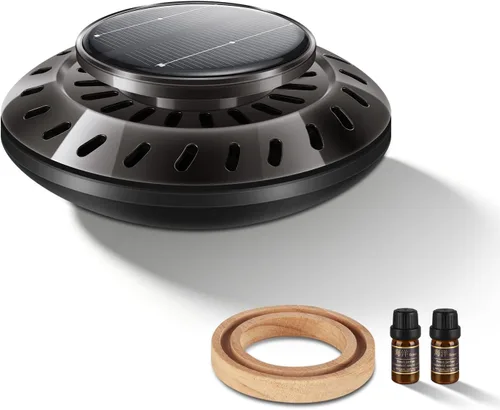 Kwak's Ambientador solar UFO para automóvil, decoración giratoria para el interior del automóvil, divertidos accesorios para ambientador de Negro