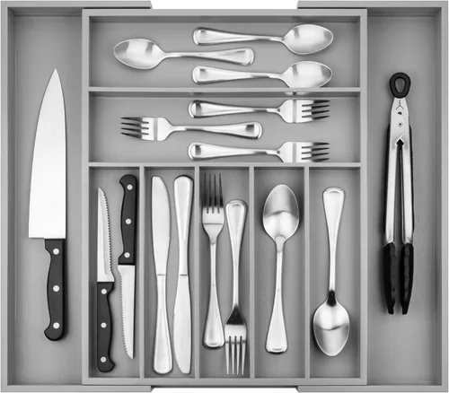 Miniatura 16 de Organizador de Cajón de Cocina Purawood - Organizador de Utensilios Extensible para Cocina, Bandeja de Cuchillos y Organizador de Cubiertos, 3-5