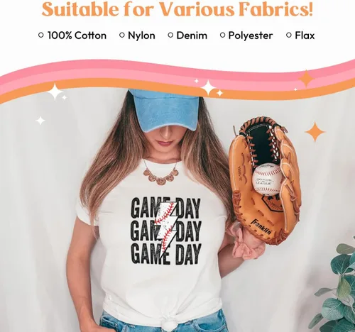 Miniatura 3 de Kaciola 30 hojas de transferencias DTF de béisbol listas para prensar, transferencias de béisbol con plancha lavables, calcomanías deportivas