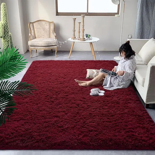 Miniatura 43 de DweIke Alfombras Shag Esponjosas Azules para Dormitorio Sala de Estar, 5x8 Grande Suave Felpa Tie-Dye Azul Cielo para Niñas y Niños, Alfombra Azul