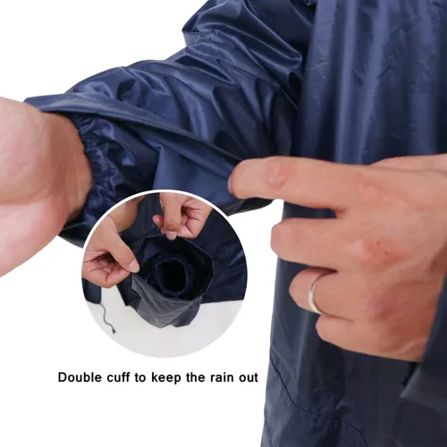 Miniatura 4 de Traje de lluvia para hombre, ligero, impermeable, protector impermeable (chaquetas y pantalones), ropa de trabajo para la lluvia Azul