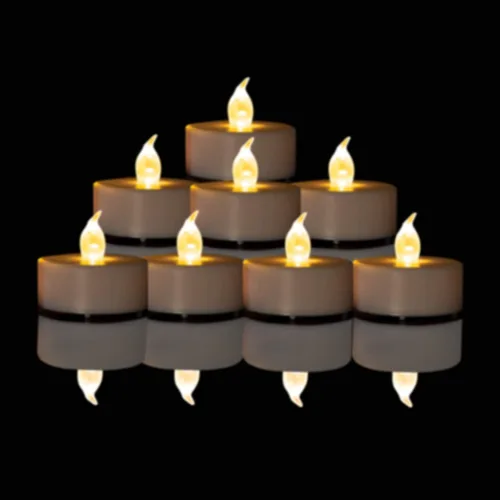 Nancia - Velas LED de té de 12 unidades – Velas sin llama realistas y brillantes con parpadeo duradero de 200 horas para celebración de Blanco cálido