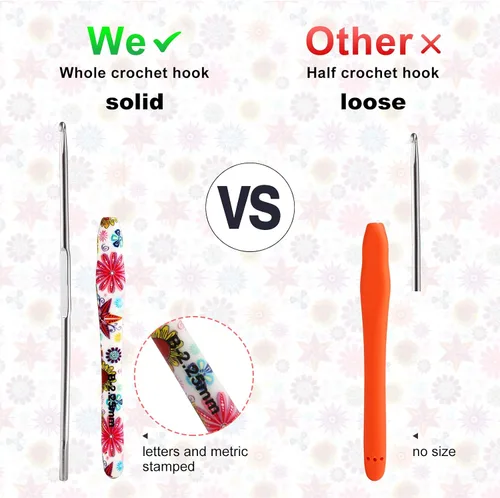Miniatura 3 de Gancho de Crochet de 2.25mm, Mango Ergonómico para Manos con Artritis, Agujas de Tejer Extra Largas de Goma Suave para Principiantes y Tejido