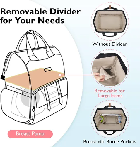 Miniatura 4 de Moclla para extractor de leche mommore para Spectra S1, S2, mochila para pañales Medela para mamás trabajadoras con funda para laptop de 15.6 Negro