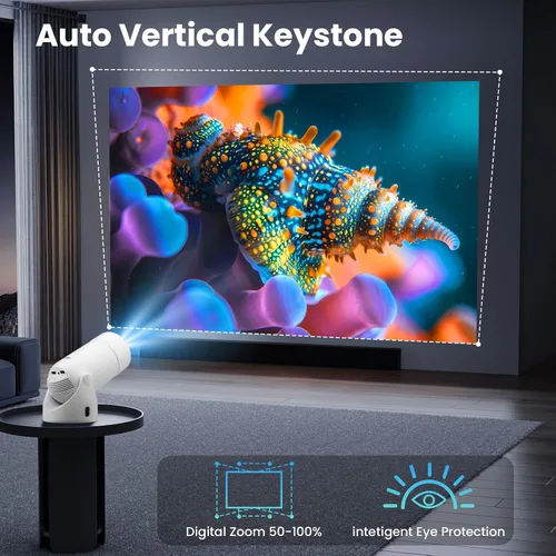 Miniatura 6 de Mini Proyector Soporta 4k, Wifi, Bluetooth, y Rotación de 180 Grados Altavoz Integrado Se Conecta a Teléfono iPhone/Android/TV Stick, Proyector