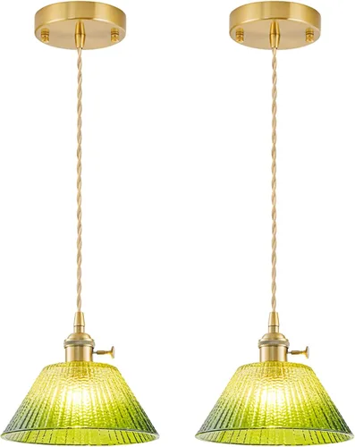 Miniatura 28 de Paquete de 2 luces colgantes para isla de cocina, lámparas colgantes ajustables de cristal, luces colgantes negras mate, isla de cocina, iluminación
