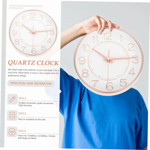 Miniatura 9 de IMIKEYA Reloj de pared digital de cuarzo, reloj de pared con pilas para decoración del hogar, baño, decoración de puerta, decoración de oficina