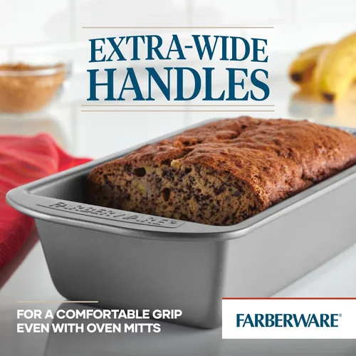 Miniatura 5 de Farberware Utensilios para hornear antiadherente de 9 pulgadas x 5 pulgadas molde para pan, gris