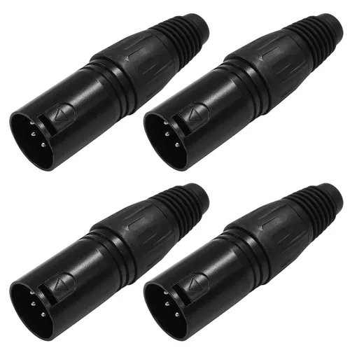 Litoexpe 4 conectores macho XLR de 4 pines, extremos de cable XLR tipo de soldadura de repuesto para zócalo de audio, conector macho conector de