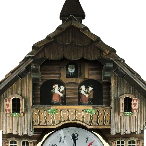 Miniatura 7 de FitBest Reloj de cuco tradicional de madera hecho a mano con pájaros, funciona con pilas, reloj de cuarzo de péndulo de pared para decoración