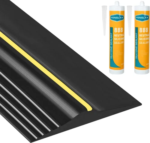 Tira de sellado universal de 16.5 pies para parte inferior de puerta de garaje con gel adhesivo de 20 oz, reemplazo de sellado de clima para Negro