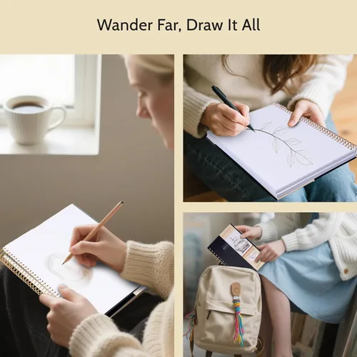 Miniatura 7 de Yoment Cuaderno de bocetos de 5.5" x 8.5" para dibujo, 100 hojas de tapa dura en espiral para niños (68lb/100gsm), cuaderno de bocetos de arte