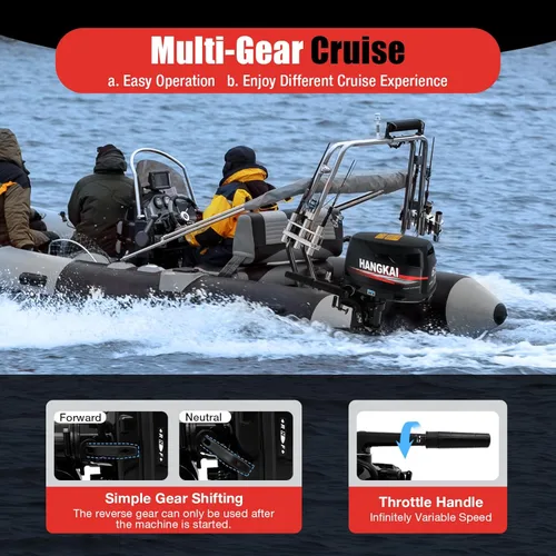 Miniatura 4 de Motor fuera de borda de 4 tiempos, motor de barco de pesca resistente de 6.5 HP, motor fuera de borda inflable, motor de barco de gasolina de 123 CC