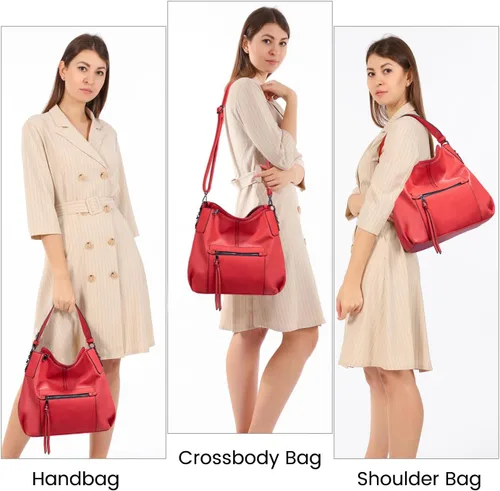 Miniatura 2 de Realer Hobo - Bolsos para carteras para mujer, bandolera grande con borla.