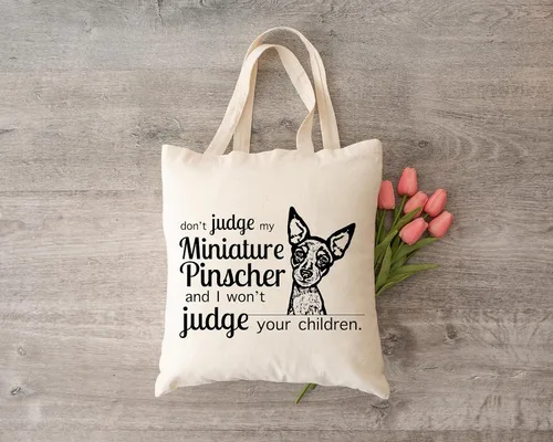 Miniatura 2 de Pet Studio Art Bolso tote Don't Judge My Dog Pinscher miniatura