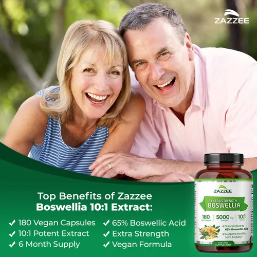 Miniatura 2 de Zazzee Extracto de Boswellia Serrata 10:1 extra fuerte, 5000 mg de fuerza, 65% ácido boswélico, 180 cápsulas veganas, suministro de 6 meses