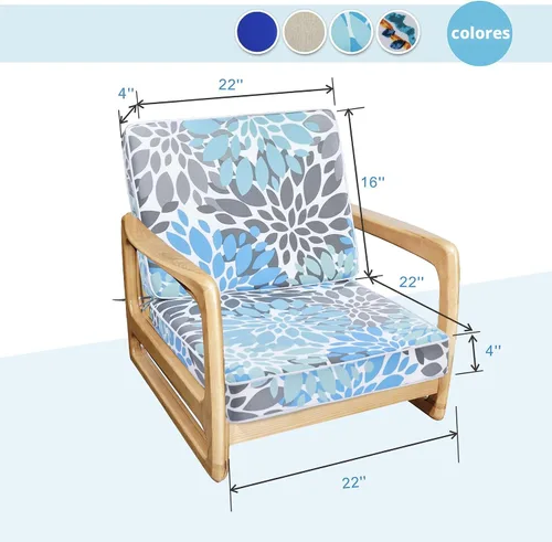 Miniatura 2 de JMGBird Juego de cojines para sillas de exterior, cojines de asiento resistentes al agua de 22 x 22 pulgadas con lazos, cojines de exterior