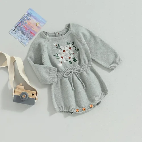 Miniatura 3 de ZAXARRA Suéter de bebé niña mameluco suéter de punto bordado flor sudadera mameluco ropa de otoño infantil