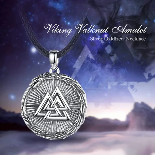 Miniatura 7 de Vito Collar vikingo de plata de ley 925 para mujeres y hombres, dragón vikingolobocaballoárbol de la vida, amuleto nórdico, joyería nórdica