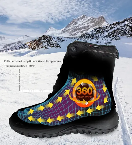 Miniatura 3 de ROCKMARK - Botas de nieve para invierno, cálidas, a media pantorrilla, impermeables, duraderas, antideslizantes, para aire libre, escalar