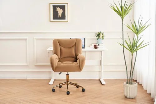 Miniatura 7 de Home Office Desk Chairs with Adjustable Height, Swivel Chair with Gold Metal Base, Ergonomic Office Chair, Comfy Chair for Office, Living Room