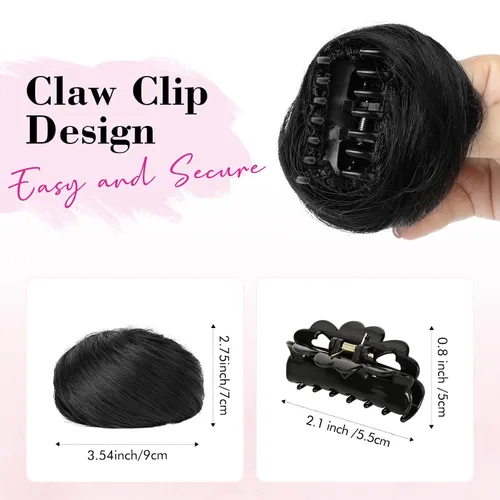 Miniatura 2 de REECHO Piezas de cabello Space Bun, 2 extensiones de moño mini con clip de pinza en extensiones de moño falsas de orejas de gato y desordenadas