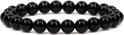 Miniatura 54 de Amandastone Pulsera elástica de cuentas redondas de 0.315 in con piedras preciosas naturales de 7 pulgadas