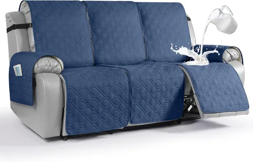 Miniatura 36 de VANSOFY Funda impermeable para sofá reclinable, lavable, funda para sofá reclinable de 1 pieza, protector de muebles con correas elásticas, bolsillo