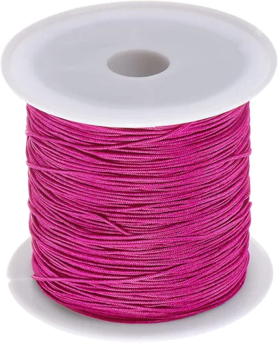 Miniatura 26 de HARFINGTON 1 rollo de hilo de nailon para nudar de 0.024 in, 50 yardas de nailon trenzado para manualidades, cuerda de satén para pulsera, collar